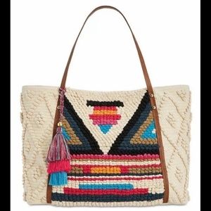 Steve Madden Ali Aztec Blanket Tassel Tote Bag NWT